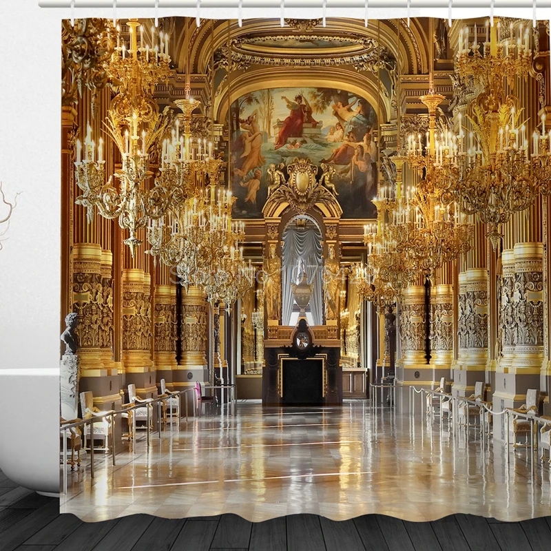 

Custom Shower Curtain Luxury Paris Opera Lounge Design Bathroom Waterproof Mildewproof Polyester Fabric +12 Hooks