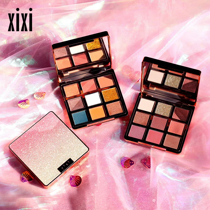 Xixi starry eyeshadow palette 9 colors gold blue pink shimmer pigment