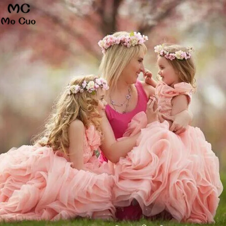 

2018 Pink Pageant Dresses For Little Girls first communion dresses for girls Ruffles Flower Girl Dresses Baby Girl Tutu Dress