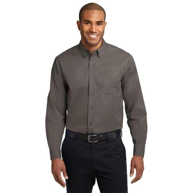 Port Authority S608 Long Sleeve Easy Care Shirt Bark - Extra Large