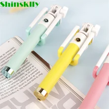 Shinsklly second cute color Extendable Monopod selfie stick Handheld Wired Candy Selfie Stick For iPhone Samsung