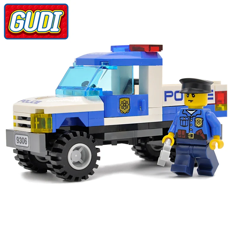 GUDI City Police Pickup Truck Blocks 84pcs Bricks Building Block Sets Educational Toys For