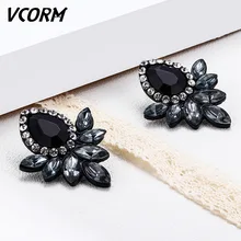 VCORM в Корейском стиле в форме капли воды Кристаллические серьги для Для женщин Женская мода Винтаж милые стразы серьги ювелирные изделия