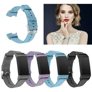 

Colorful Nylon Denim Canvas Strap forFitbit Charge 3 Smart Bracelet Watch Band Easy to Install and Remove