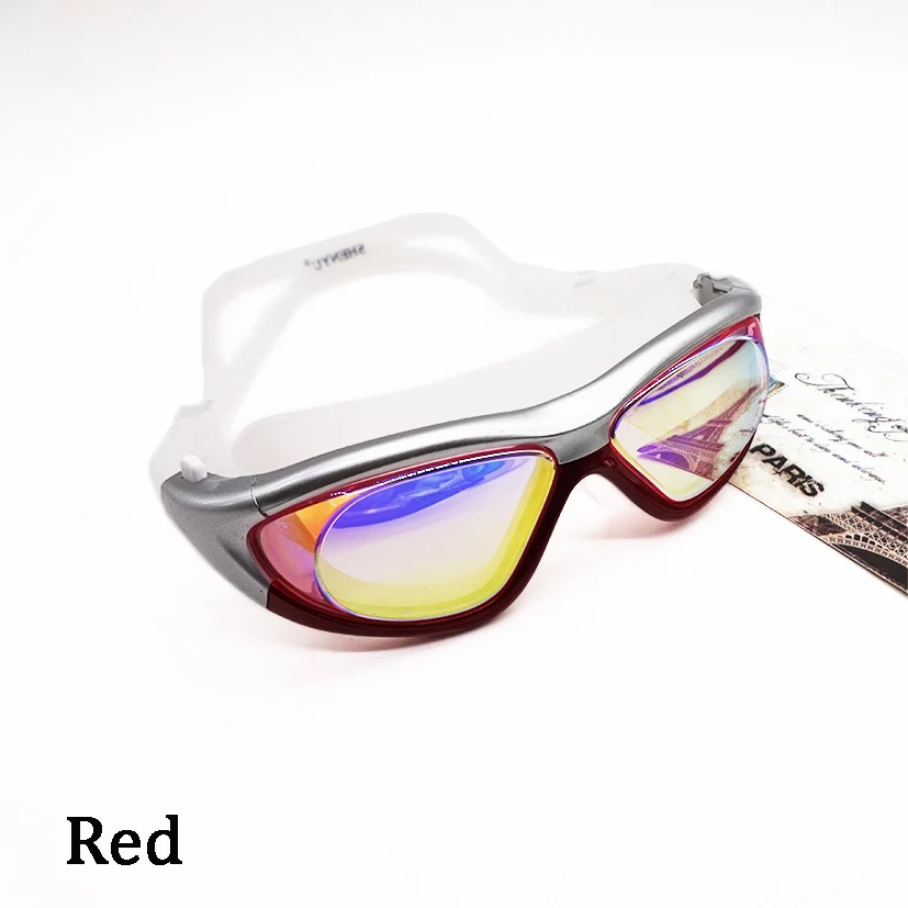 5 цветов очки для плавания HD линзы с покрытием очки для плавания с коробкой очки для бассейна с использованием женщин/мужчин высокое качество - Цвет: Red