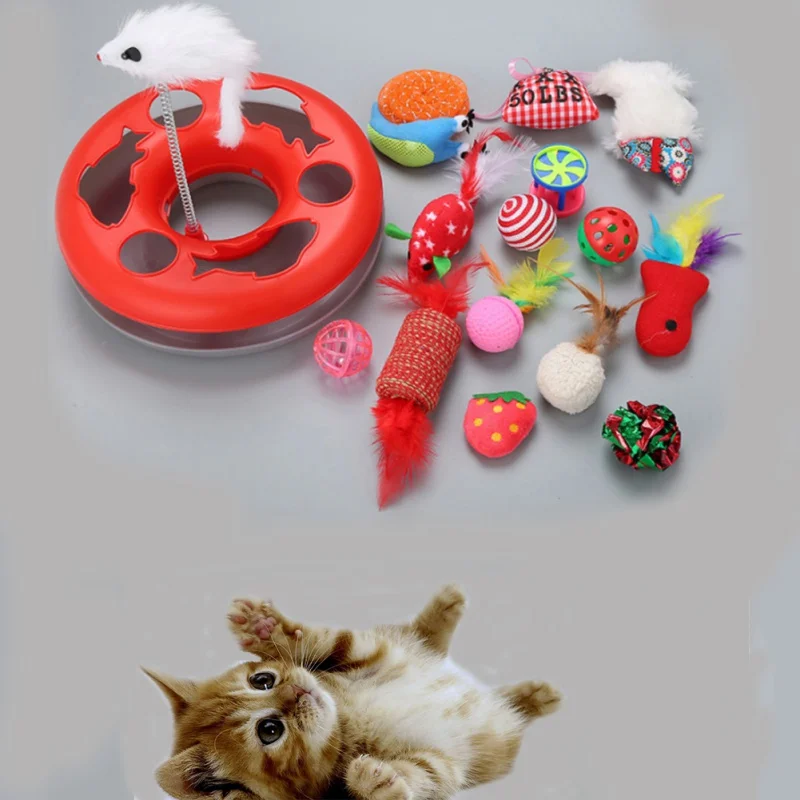 15/17/20pc Pet Toys Kit Pet Sisal Catnip Bell Feather Mice Shape Toy