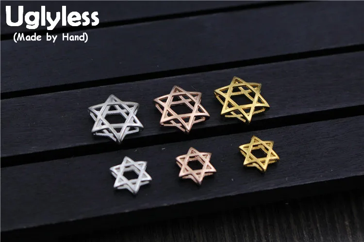 Uglyless Настоящее S 925 пробы серебро звезды прекрасный Бисер аксессуары ювелирные изделия DIY полые шарики прокладки Ручной Работы Выводы ювелирные изделия