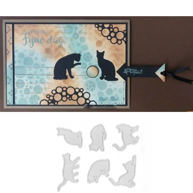 

Black Cats Silhouette Metal Cutting Dies for DIY Scrapbooking Photo Album Paper Cards Making Decorative Crafts Supplies 2019