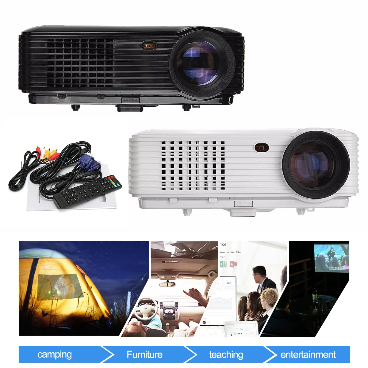 1080P 3500 Lumens LED Projector Home Theater portable mini Projector with AV cable Remote control 1080P 3500 Lumens LED Projector Home Theater portable mini Projector with AV cable Remote control