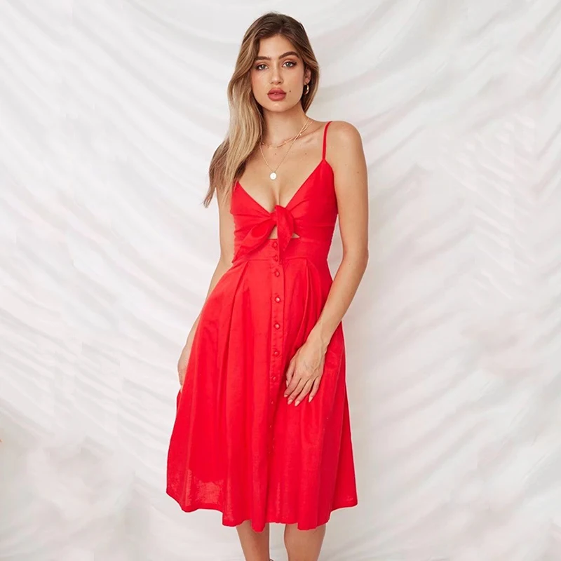 Красное черное однотонное сексуальное Клубное платье летние женские платья без