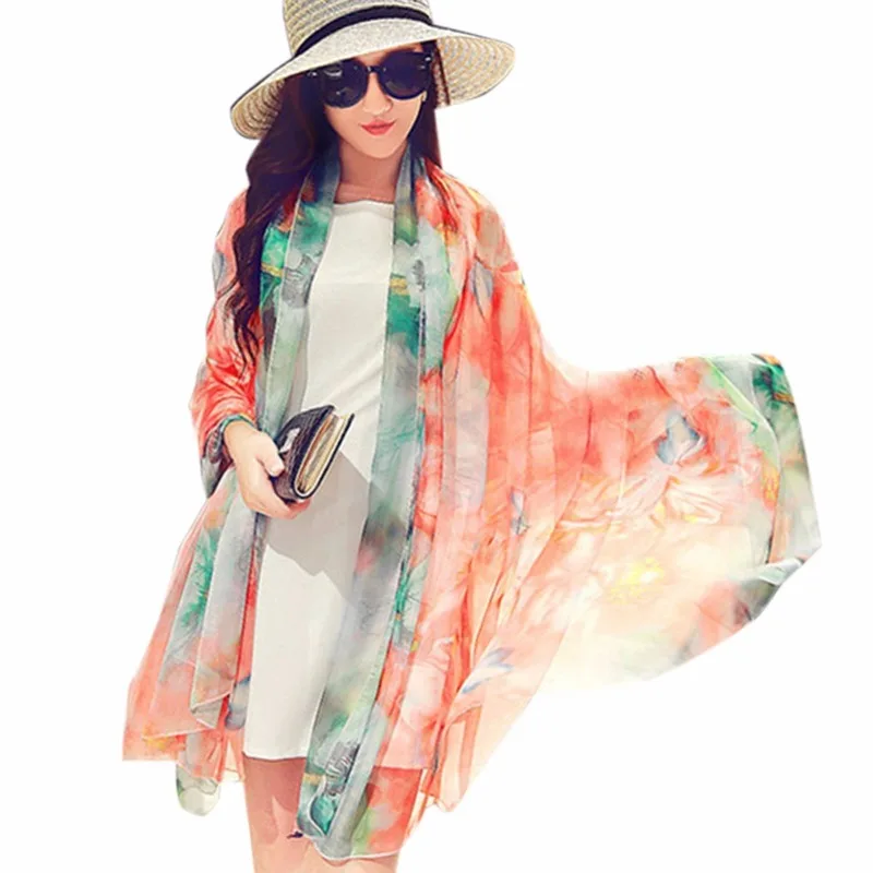 Lightweight Shawl Scarf Peony Print Beach Wrap For Hawaiian Vacation ...