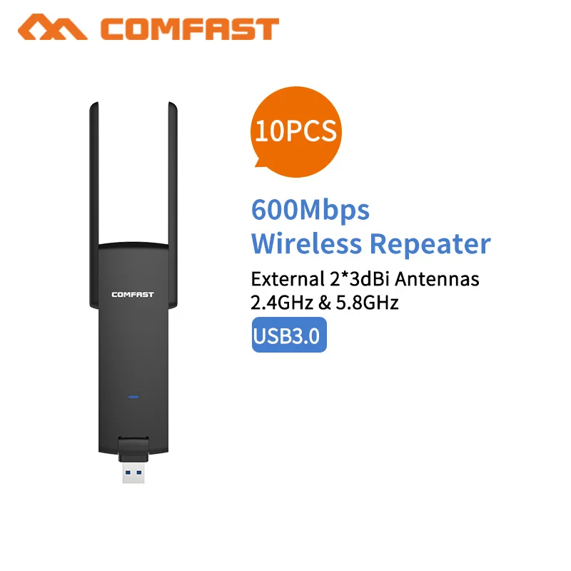 

Comfast 600Mbps Usb Wireless Wifi extender Wifi Repeater/Router Dual Band 2.4&5.8Ghz 2 Wi fi Antenna long Range Signal Amplifier