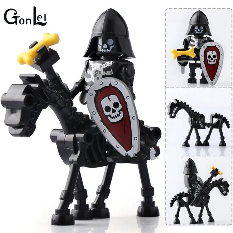 

(GonLeI)8Pcs/set Skeleton Knights Medieval Castle Knights Skeleton Horses The Lord of the Rings Building Bricks Blocks Toys