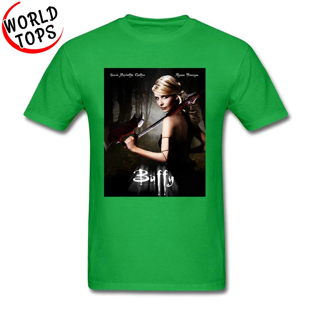 Design Buffy Poster Tops Shirt for Adult High Quality NEW YEAR DAY Crewneck 100% Cotton Short Sleeve T Shirt Design T-shirts Buffy Poster green