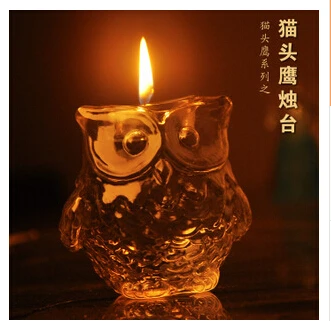 

Creative European Owl Candlestick Glass Vase Tabletop Vase Transparent Candlelight Dinner The Adornment That Occupy The Home