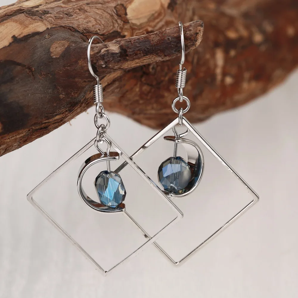 square earrings rhinestone