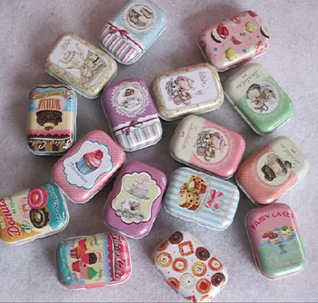 

NEW! 32pcs/lot Cupcake & Tea Design Tin Storage Case Lovely Mini Tin Box in Display Packing Hot Selling! Cake B