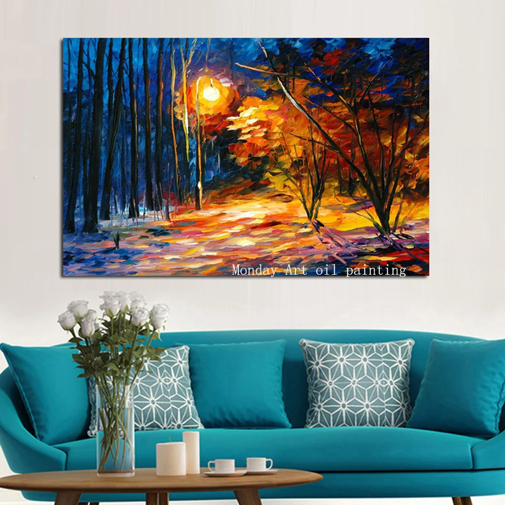 

Big Size whosale Hand Painted Tree Picture Oil Painting on Canvas Modern Abstract Wall Art Picture For Living Room hotel decora