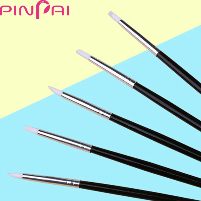 PinPai 5-накладка для маникюра ручка костюм черная ручка Силиконовая ручка живопись Рисование изгибание смешанные ручки для ногтей профессиональные инструменты для салона и DIY