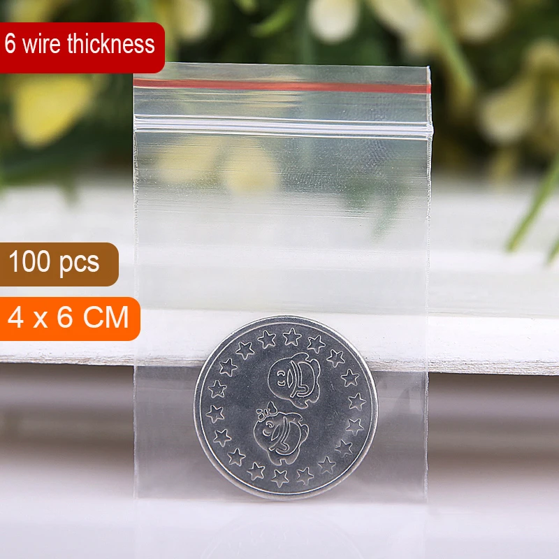 

4x6CM(1.57"x2.36")thinckness is 0.06mm Small clear poly zipper bags reclosable ziplock bags for jewelry self sealing bags