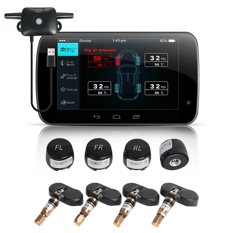 USB Android Navigation TPMS Auto Tyre Tire Pressure Monitoring System