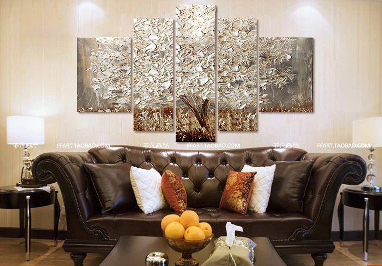 New Paintings Silver Money Tree Home Decor Art Oil Painting 5p New Paintings Silver Money Tree Home Decor Art Oil Painting 5p Combination Free Shipping In Calligraphy From Garden On Aliexpress