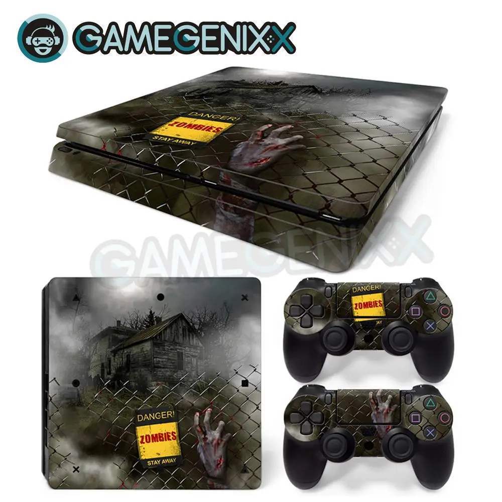 

GAMEGENIXX Skin Sticker Vinyl Decal for PS4 Slim Console and 2 Controllers - Zombies