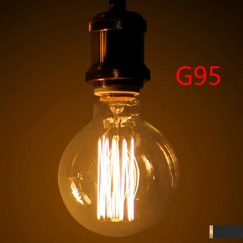 40 Вт антикварные винтажные Ретро лампы Эдисона E27 спиральный светильник накаливания ST64 A19 G80 лампа Эдисона для подвесной светильник ing - Цвет: E27 G95