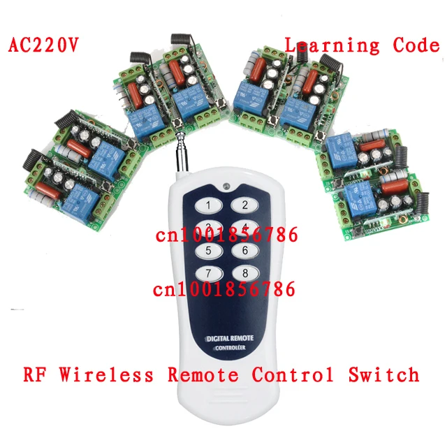 

220V 1CH Radio Remote Control Switch light lamp LED ON OFF 8Receiver&1transmitter Learning Code Output Adjusted
