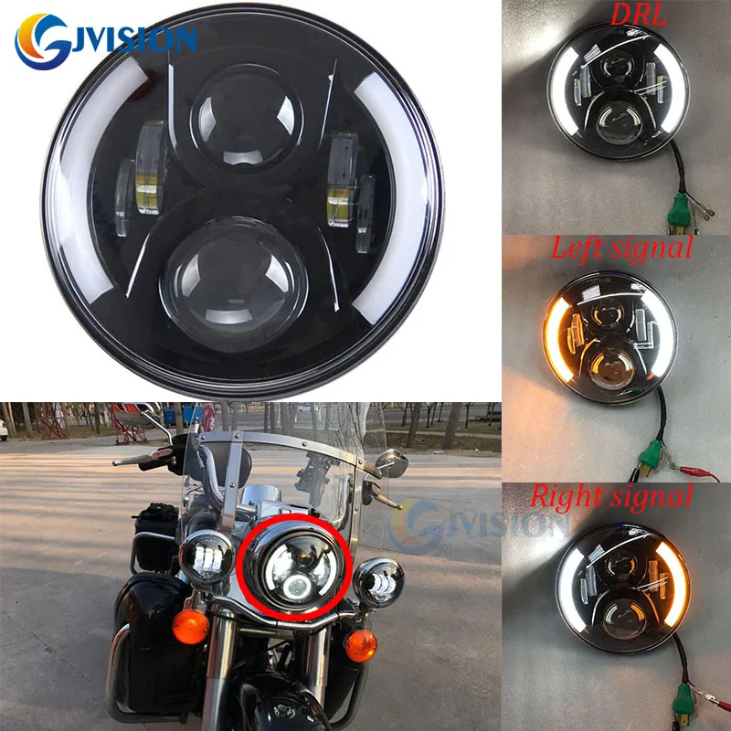 Motorcycle 7 inch led headlight turn signal DRL Hi/Lo LED Light Bulbs