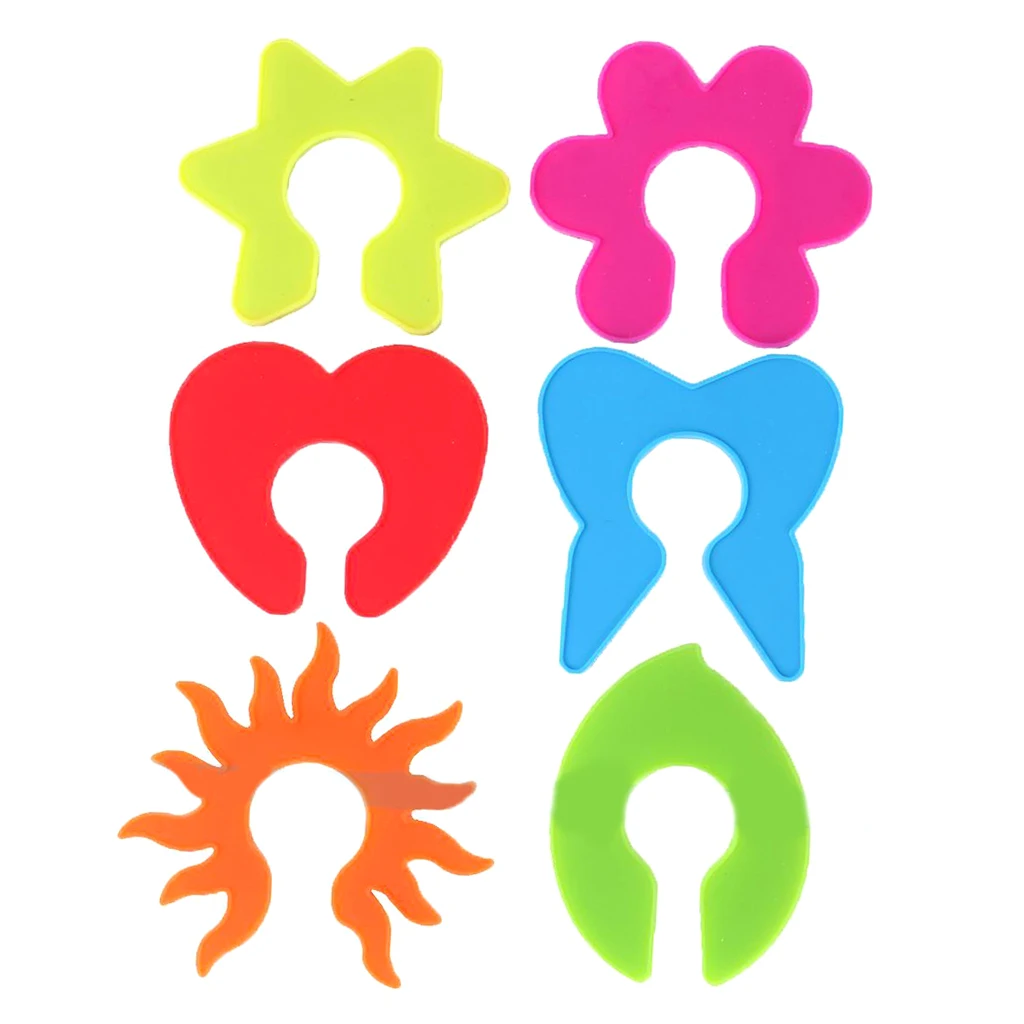 MagiDeal Colorful Reuseable 6Pcs Cute Circular Tags Glass Pot Marker Identifier Cup Stags Charm for Party Wedding Bar Hot sale