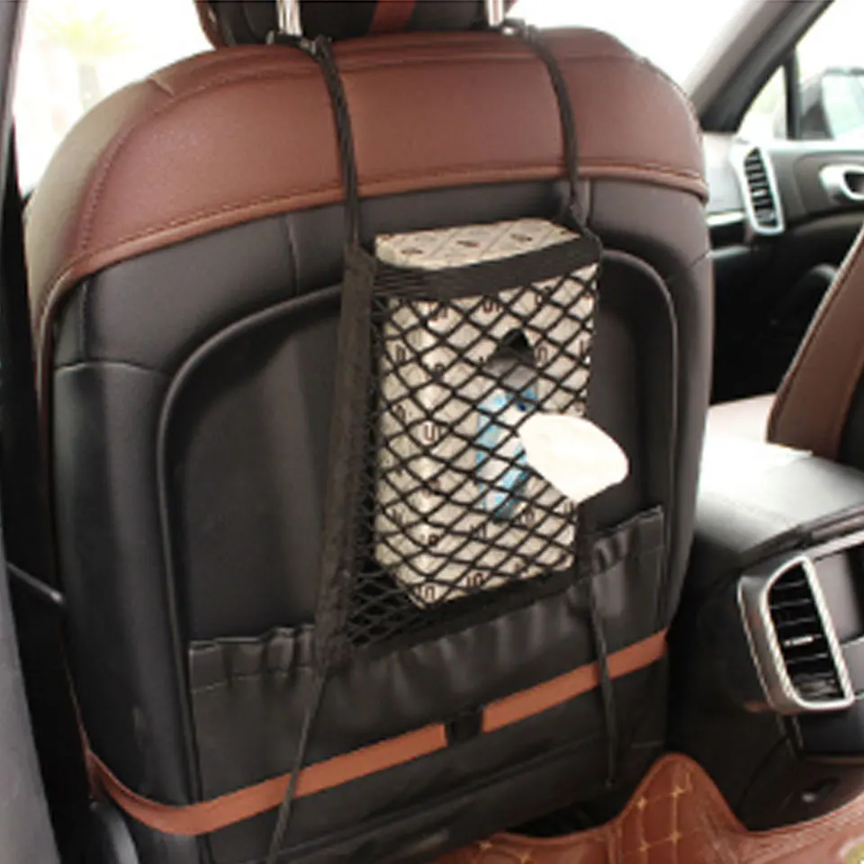 

Upgrades Car Organizer Seat Back Storage Double Storage Net Pocket Storage Bag Luggage Holder Pocket Modification Accessories