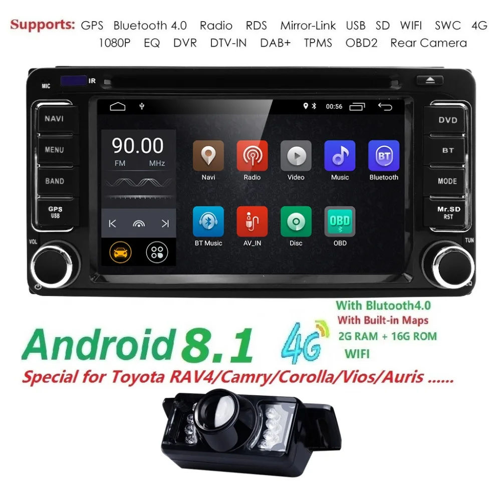 

2 din Car Radio GPS Android 8.1 CAR DVD Player For Toyota RAV4 COROLLA Land cruise 100 200 Camry yaris prado 150Hilux ViosTerios