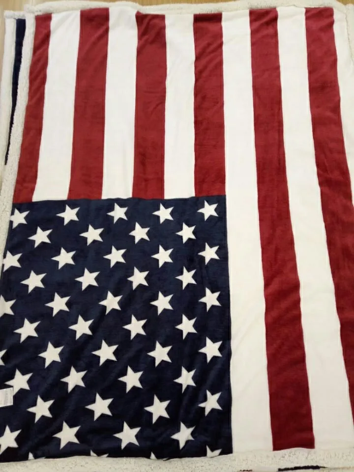 British American Flag Flannel Blanket On The Bed Double Layer Thickening Bed Blanket Sofa
