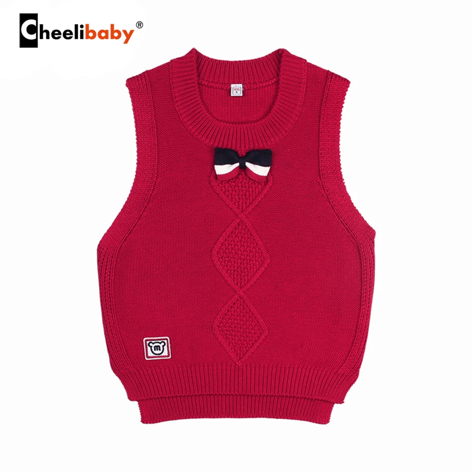 Autumn Spring Bow tie Kids Boy Sweater Formal Vest Children Clothing