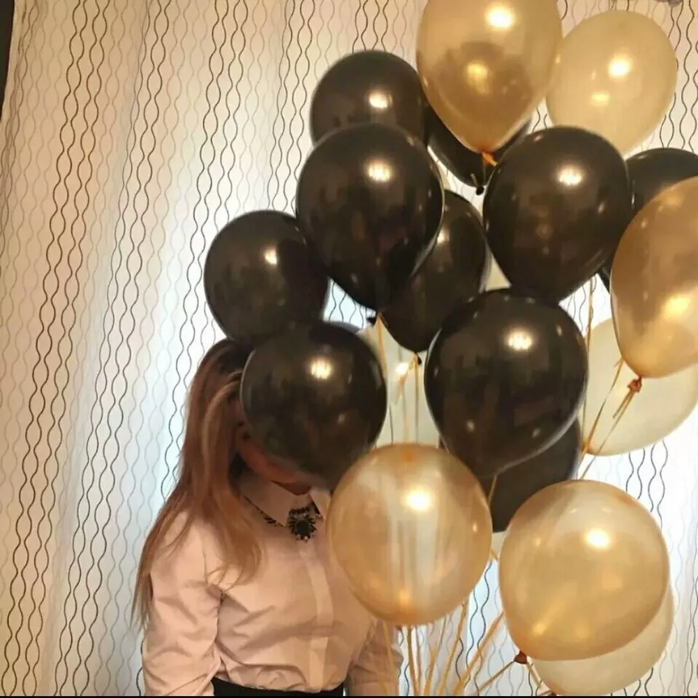 

20pcs/lot 10 inch Baby Shower Tiffany Gold Black Latex Helium Balloons Wedding Birthday Party Decor Supplies Kids Toy air globos