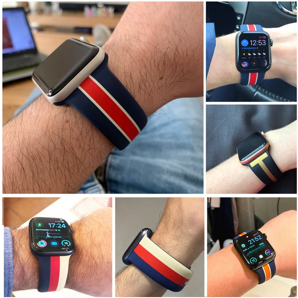 Силиконовый ремешок для Apple Watch band 44 мм 40 iWatch 42 38 спортивный браслет correas watch 4 3 21