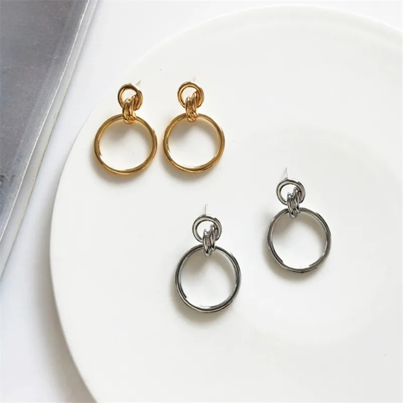 

CHIC temperament wind hollow out geometric circular earrings fashion retro splicing combination earrings 2019 the new earrings
