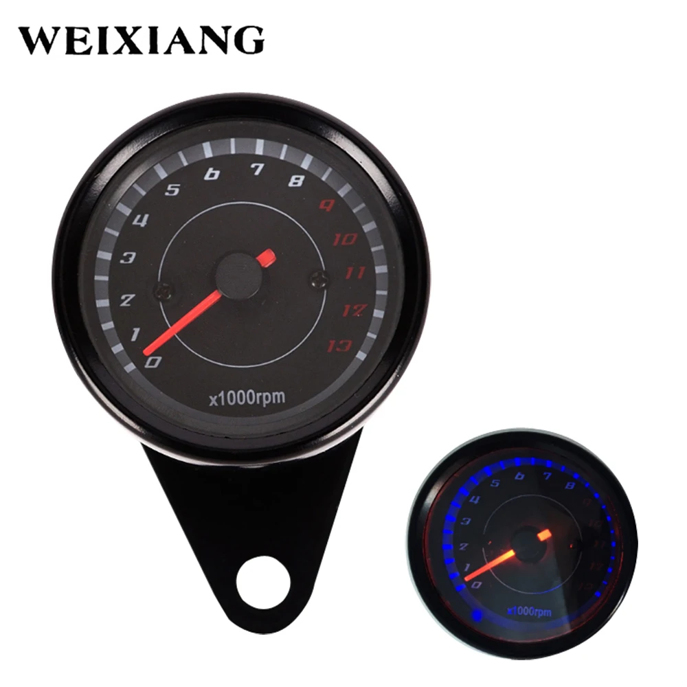 0 13000rpm Universal Motorcycle Speedometer Tachometer Tacho Gauge LED Blue Night Light For ATV