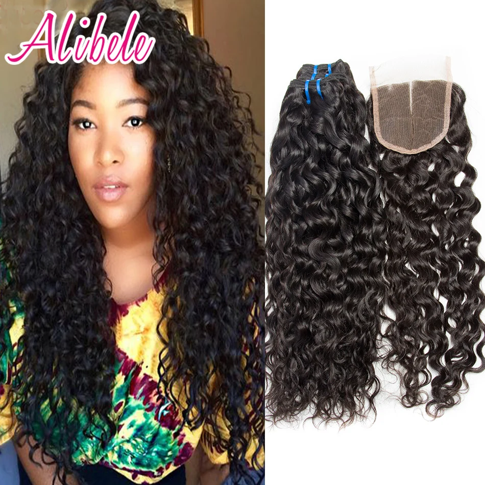 Peruvian Virgin Hair With Closure Wet And Wavy Human Hair Weave