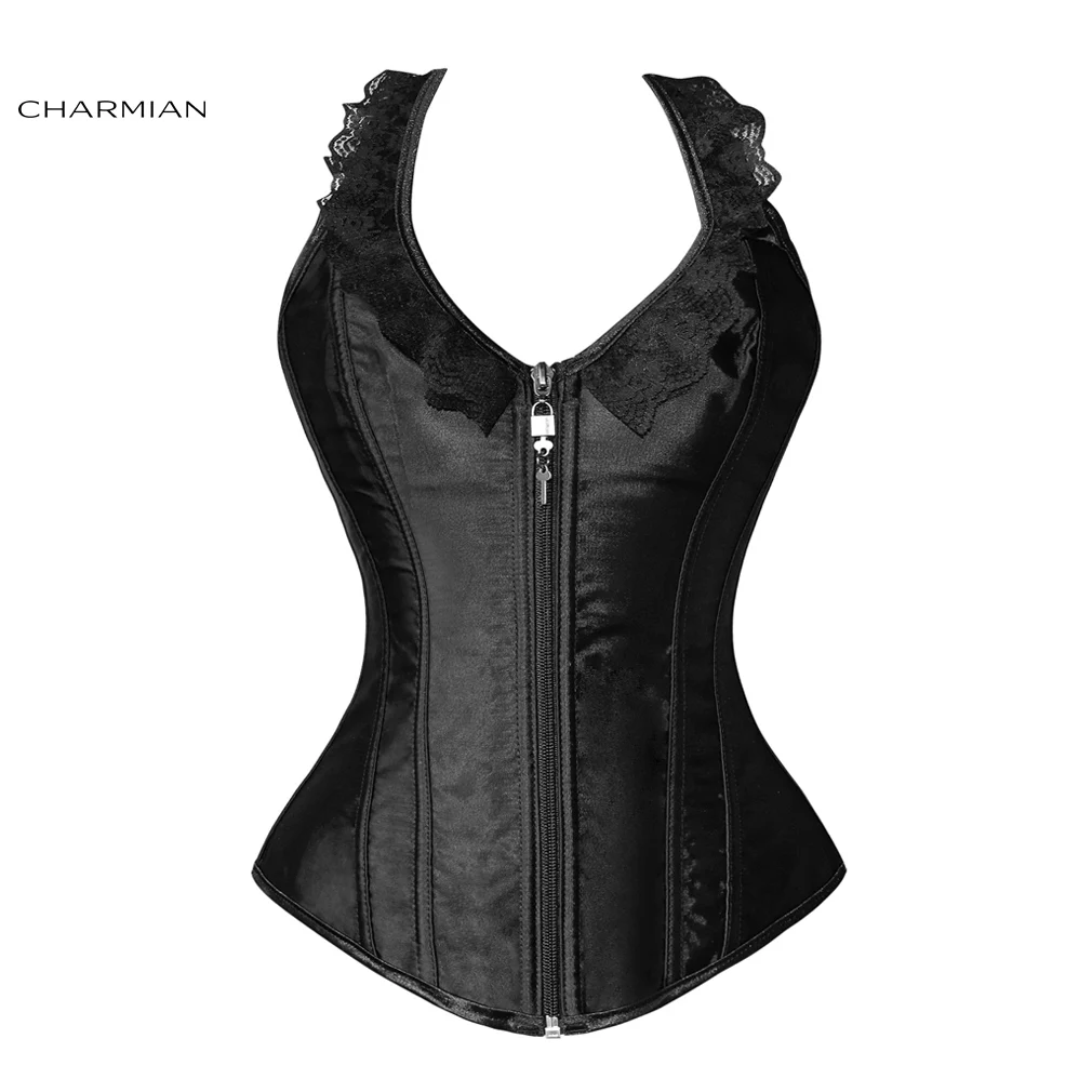 Charmian Sexy Women Waist Trainer Corset Black Halter Corsets Body