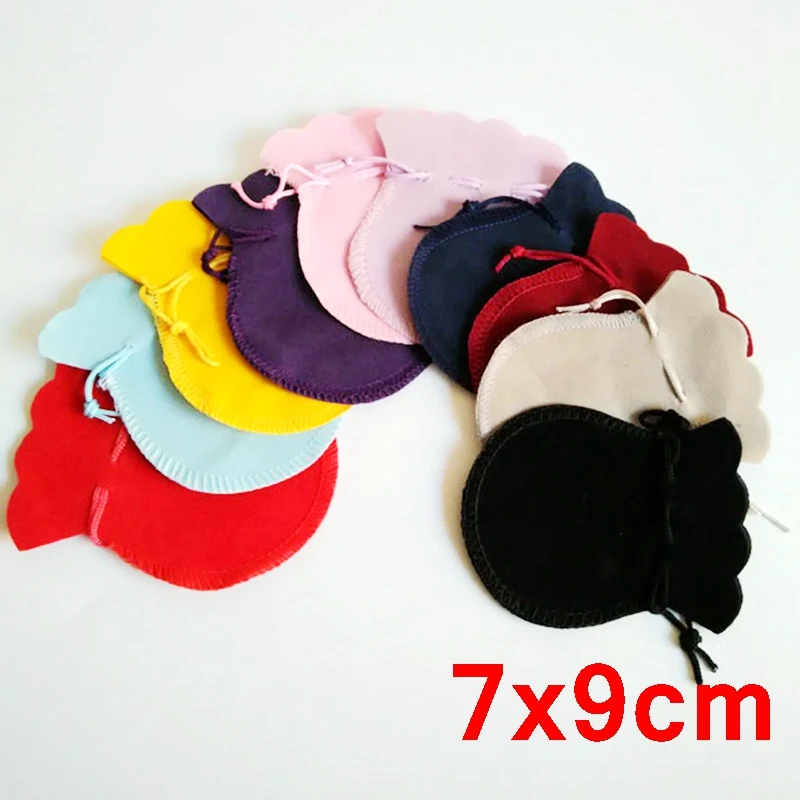 

200piece lot Multicolor Drawable Velvet Pouches 7x9cm Gift Bags for Jewelry Packaging Free Shipping VEP015