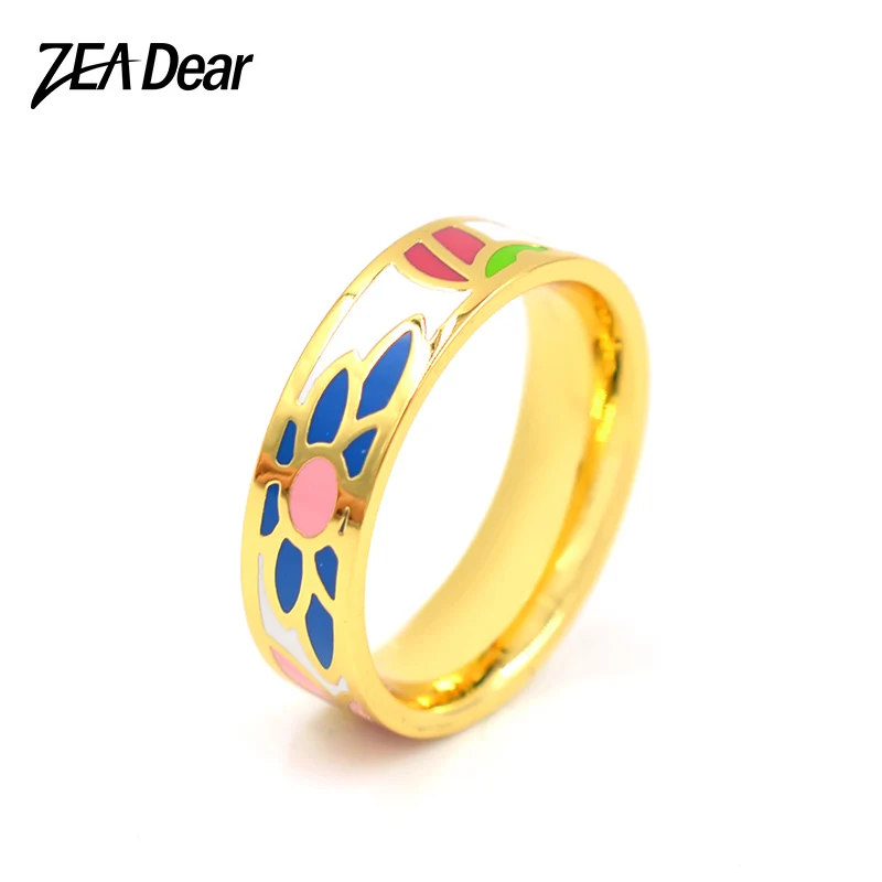 ZEADear Jewelry Enamel Jewelry Stainless Steel Rings For Women Round