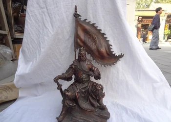 

USPS to USA S1660 19" Chinese Pure Bronze Dragon Head Lion Set Warrior GuanGong GuanYu God Statue