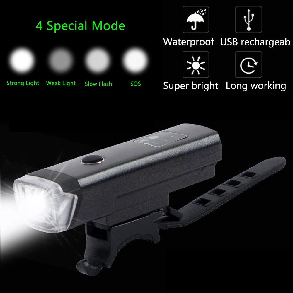 

Bicycle Front Light Bike Headlight USB Charging Waterproof Easy Install Torch Flashlight Cycling Equipment Accessories