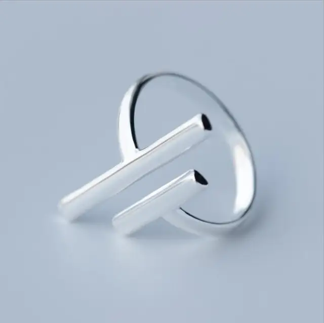 Jisensp Minimalist Jewelry Silver Color Geometric Rings for Women Adjustable Round Triangle Heartbeat Finger Ring bague femme SYJZ023