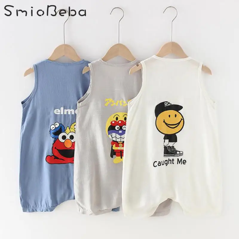 

Baby Rompers Summer Baby Girls With Button Kids Boys Jumpsuit Children Newborn Clothes Slender Infant Sleeveless Rompers Outfits