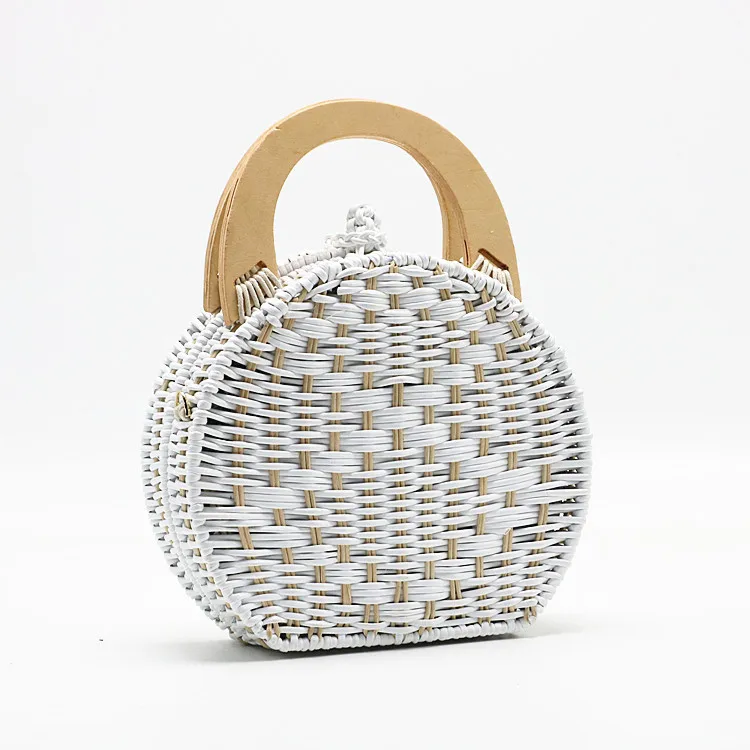 Round Straw Bags for women 2018 new Summer Rattan shoulder Handbags Circle white Handmade Woven Beach Bag ladies bags travel