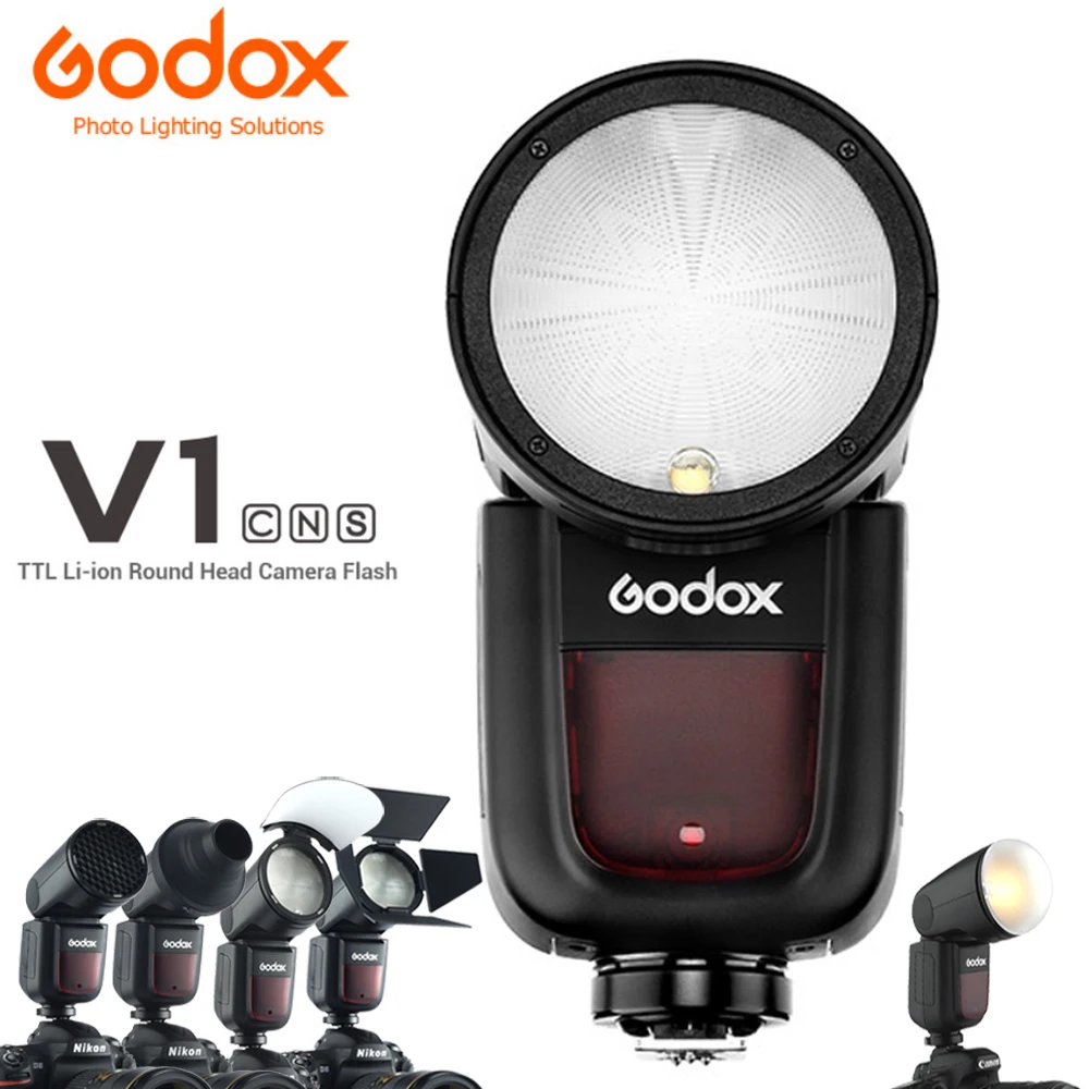 Godox V1 камера ttl литий-ионная вспышка с круглой головкой V1C V1N V1S V1F V1O 2,4G HSS 1/8000s Speedlite для Canon Nikon sony Fuji Olympus