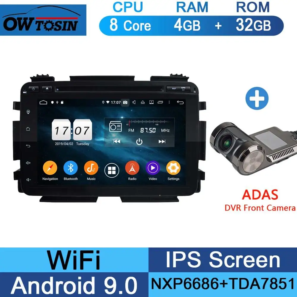" ips 1920*1080 8Core 4G+ 64G Android 9,0 Автомобильный DVD плеер для Honda Vezel HR-V вариабельности сердечного ритма XR-V DSP радио gps - Цвет: 32G Adas Camera